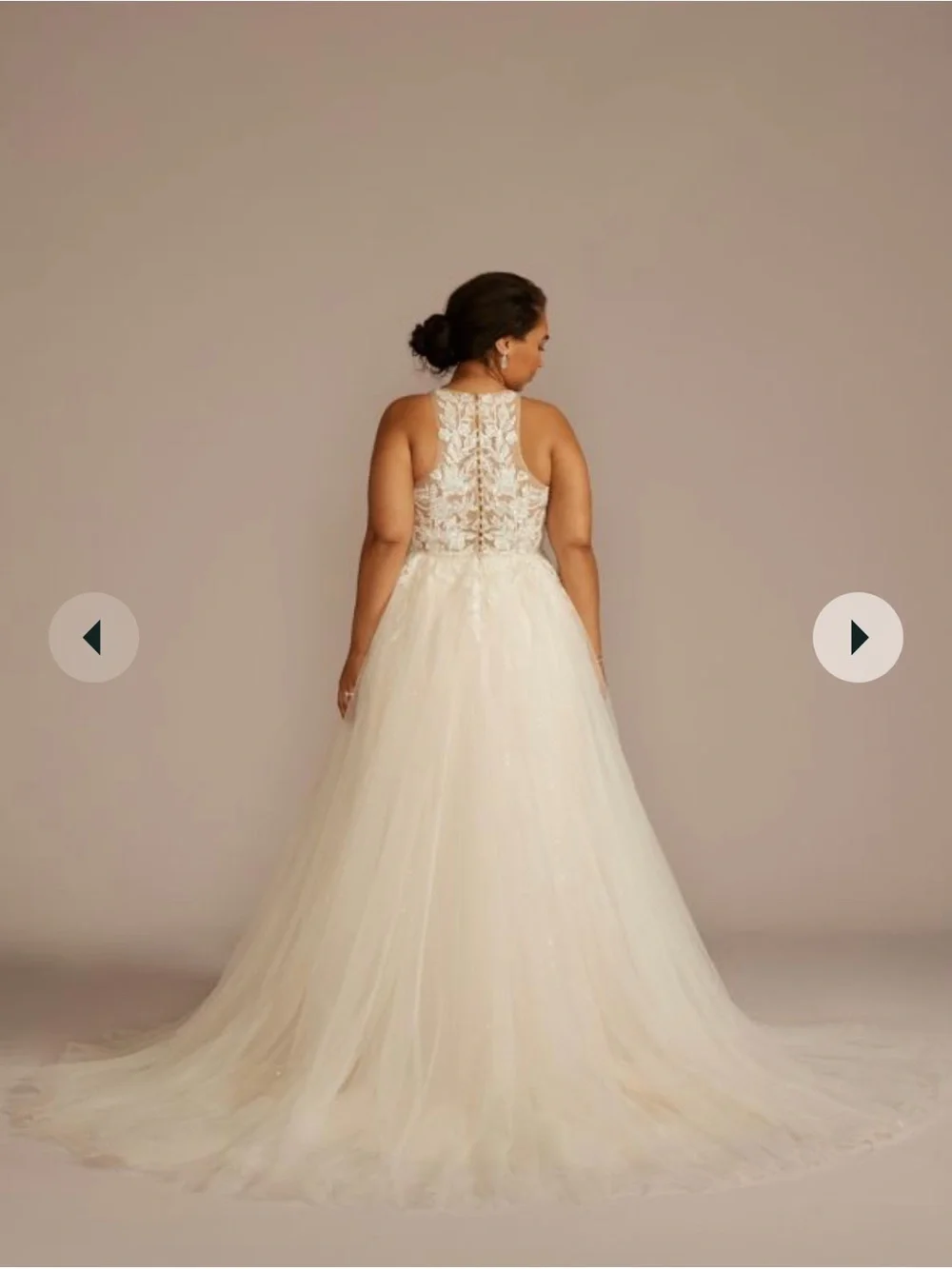 Plus-Size Ivory Lace & Tulle Wedding Dress with Beaded Bodice - Picture 10 of 12